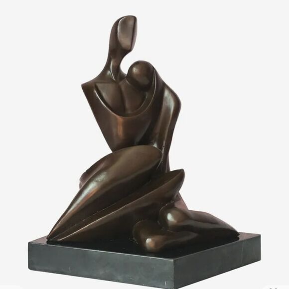 BRAND NEW WOME &MEN STATUE BRONZE ABSTRACT COUPLE LOVERS SCULPTURE ROMANCE ART - Picture 16 of 16